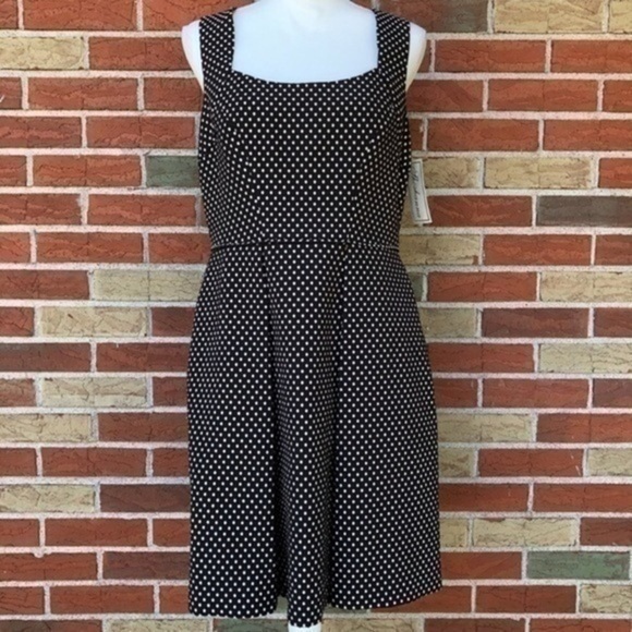 🔥 NWT Shoshanna Maxine Brown White Sleeveless Polka Dot Midi Dress